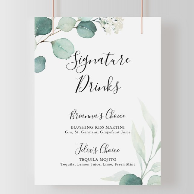 Signature Drinks-Zeichen der Sommergrünen Eukalypt Poster (Von Creator hochgeladen)