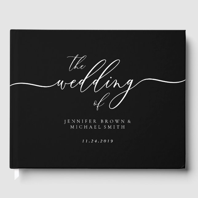 Signature Elegant Black Wedding Gästebuch (Vorderseite)