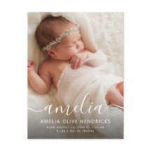 Signature Foto Geburtsankündigung Postkarte
