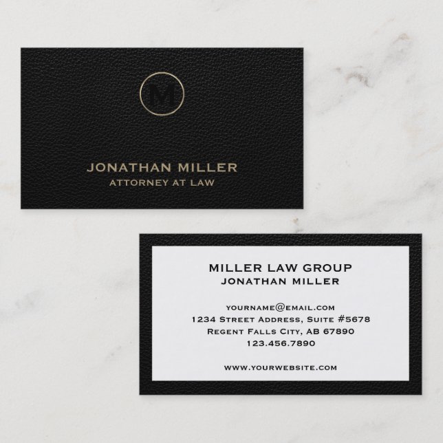 Signature Gold Monogram Legal Professionals Visitenkarte (Vorne/Hinten)