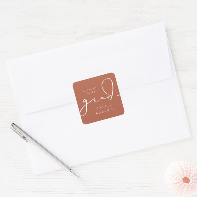 Signature-Grad-Script-Square-Sticker Quadratischer Aufkleber (Umschlag)