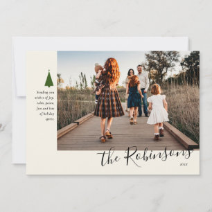 Signature Green Tree Single Foto Holiday Card Feiertagskarte