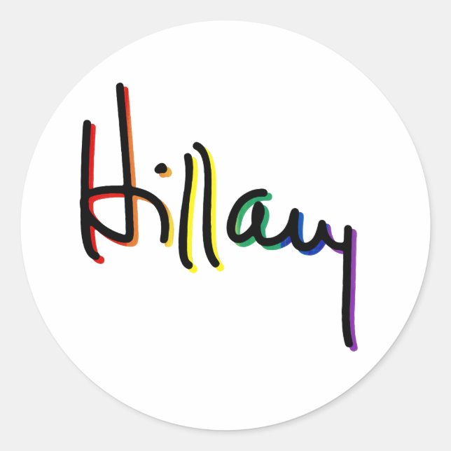 Signature Hillary Clinton Pride Rainbow - LGBT Pol Runder Aufkleber (Vorderseite)