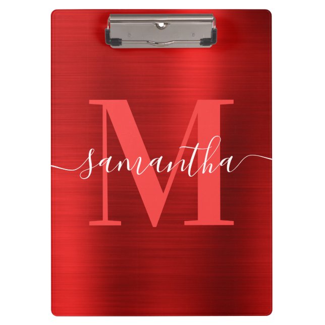 Signature Monogram Red Shimmer Foil Klemmbrett (Vorderseite)
