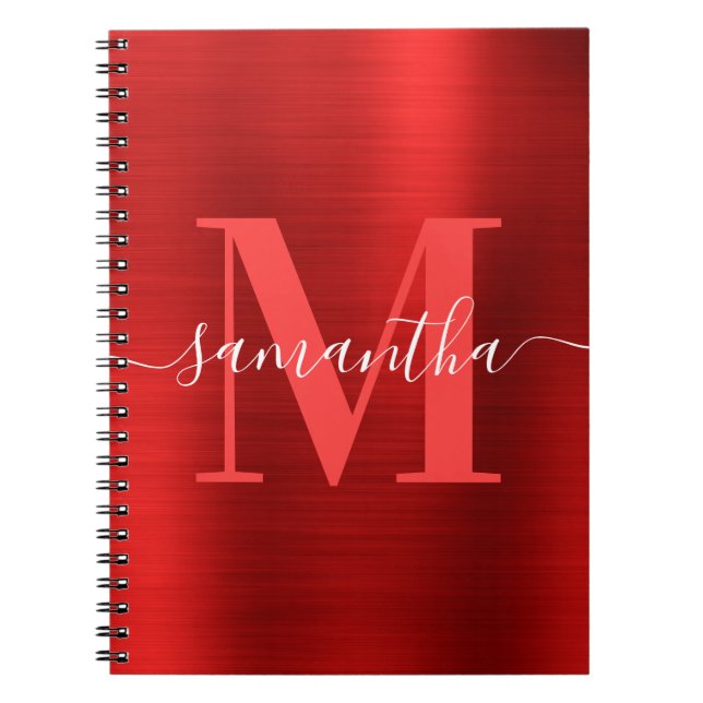 Signature Monogram Red Shimmer Foil Notizblock (Vorderseite)