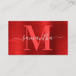 Signature Monogram Red Shimmer Foil Visitenkarte