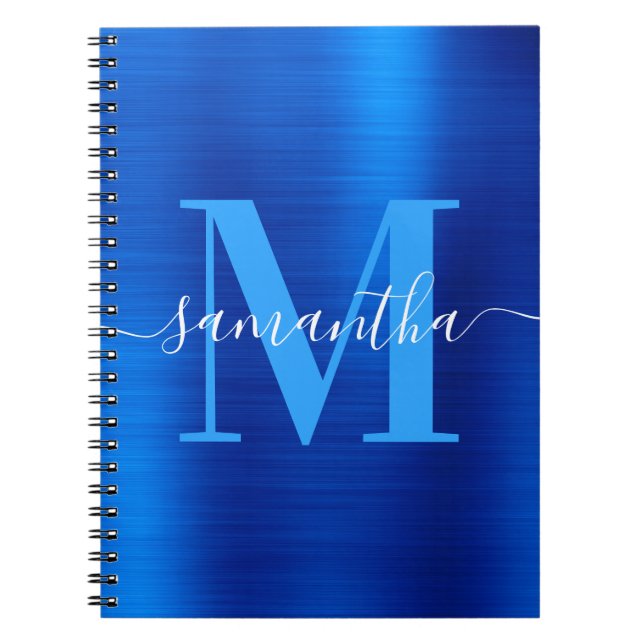 Signature Monogram Royal Blue Foil Notizblock (Vorderseite)
