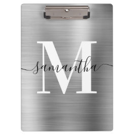 Signature Monogram Silver Shimmer Foil Klemmbrett