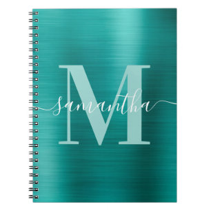 Signature Monogramm Aqua Türkis Schimmerfolie Notizblock
