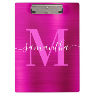 Signature-Monogramm Hot Pink Schimmerfolie  Klemmbrett