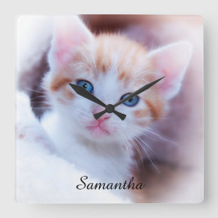 Signature Name Photo Square Wall Clock Quadratische Wanduhr
