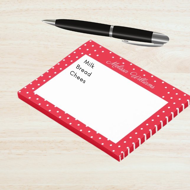 Signature Name White and Red Polka Dots Post-it Klebezettel (Signature Name White and Red Polka Dots Post-it Notes)