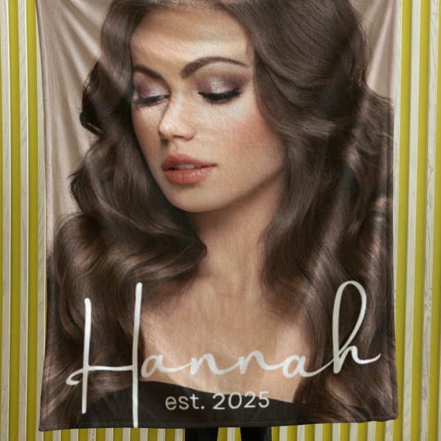 Signature Over Snapshot Fleecedecke (Full-photo fleece design blending signature text and date for a refined contemporary look.)