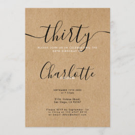 Signature Rustic Kraft 30. Geburtstag Einladung