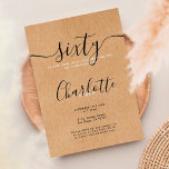 Signature Rustic Kraft 60. Geburtstag Einladung<br><div class="desc">Diese elegante rustikale kraft 60. Geburtstagseinladung mit einem charakteristischen Stilnamen kann mit Ihren Informationen in schicker Schrift auf rustikalem Krafthintergrund personalisiert werden. Entwickelt von Thisisnotme©</div>