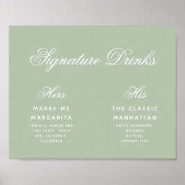 Signature Sage Drinks Grüne Hochzeitsskrippe Poster