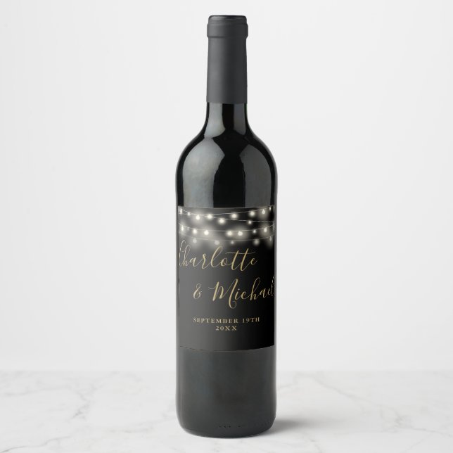 Signature-Script-Black-Gold-Hochzeit Weinetikett (Vorderseite)