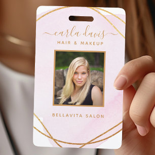 Signature Script Blush Pink Watercolor Gold Circle Ausweis