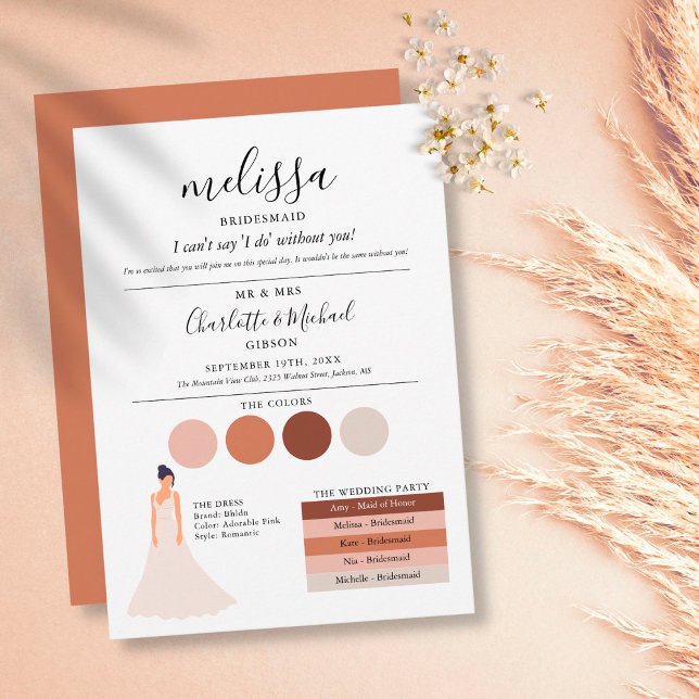 Signature Script Bridesmaid Wedding Info Card Einladung (Von Creator hochgeladen)