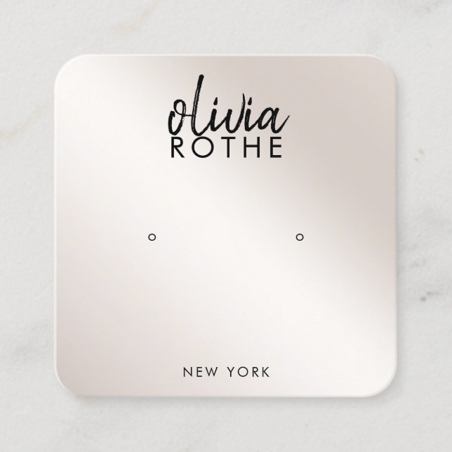 Signature Script Champagne Gold Gradient Earring Quadratische Visitenkarte (Vorderseite)