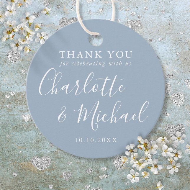 Signature Script Dusty Blue Vielen Dank Geschenkanhänger (Signature Script Dusty Blue Thank You Favor Tags)