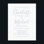 Signature Script Dusty Blue Wedding Einladung<br><div class="desc">Diese elegante,  staubblaue Hochzeitseinladung,  die Sie mit Ihren Signaturnamen versehen,  kann mit Ihren Informationen in schicken Schriften personalisiert werden. Entwickelt von Thisisnotme©</div>
