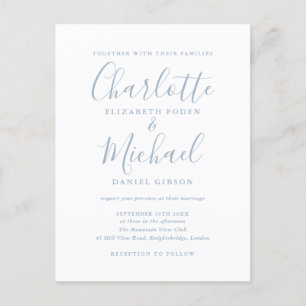 Signature Script Dusty Blue Wedding Einladung