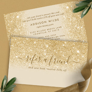 Signature Script Gold Glitzer Modern Girl Empfehlungskarte