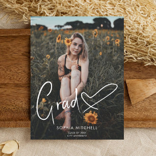 Signature Script Heart Foto Graduation Party Ankündigungspostkarte