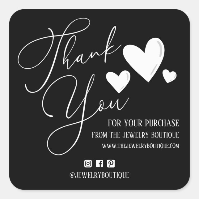 Signature Script-Herz bestellen Etsy Zuhause Craft Quadratischer Aufkleber (Vorderseite)