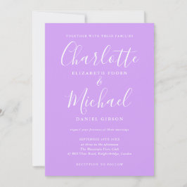 Signature Script Lavender Lilac Chic Wedding Einladung