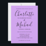 Signature Script Lavender Lilac Orchid Wedding Einladung<br><div class="desc">Diese elegante Hochzeitseinladung mit ihren charakteristischen Stilnamen kann mit Ihren Informationen in schicken Schriften auf einem lavendelfarbenen lila Orchideenhintergrund personalisiert werden. Sie können die Hintergrundfarbe an Ihr Hochzeitstil anpassen. Entwickelt von Thisisnotme©</div>