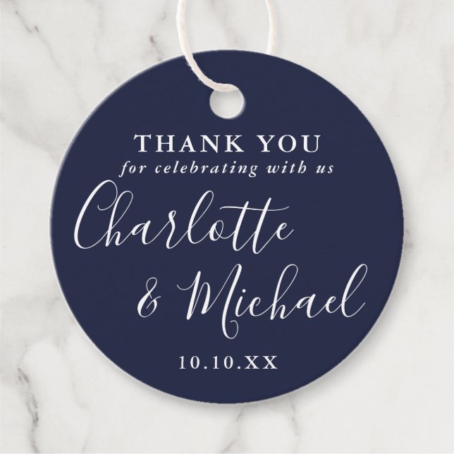 Signature Script Navy Blue Vielen Dank Geschenkanhänger (Vorderseite)