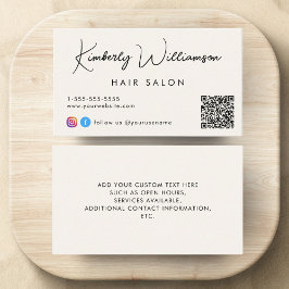 Signature Script QR Code Cream Visitenkarte