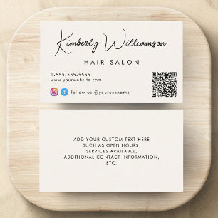 Signature Script QR Code Cream Visitenkarte