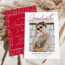 Signature Script Red Foto Graduation Party Einladung