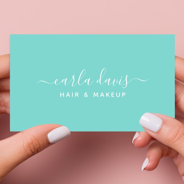 Signature Script Robins Egg Blue Calligraphy Visitenkarte (Von Creator hochgeladen)