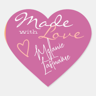 Signature Script Rosa Orange Made with Liebe Heart Herz-Aufkleber