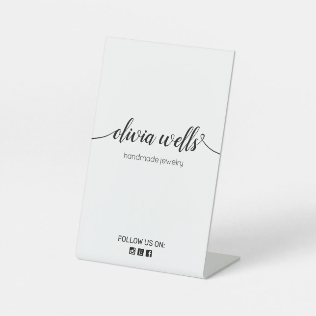 Signature Script Social Media Icon Pedestzeichen Sockelschild (Vorderseite)