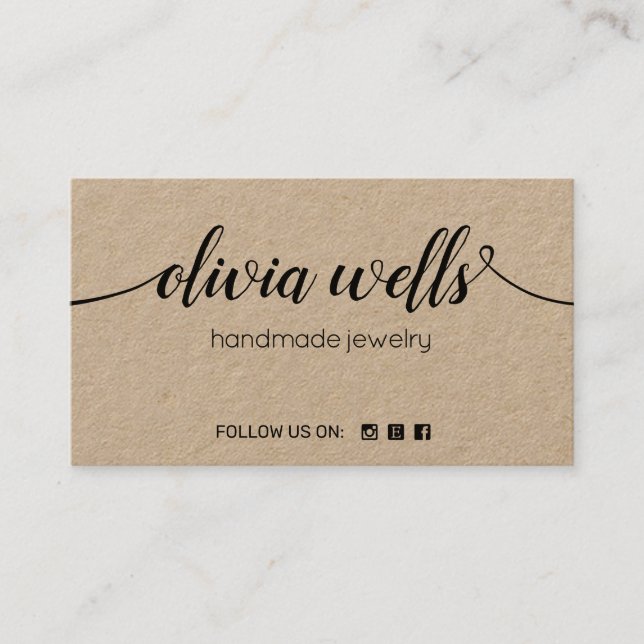 Signature Script Social Media Networking Kraft Visitenkarte (Vorderseite)