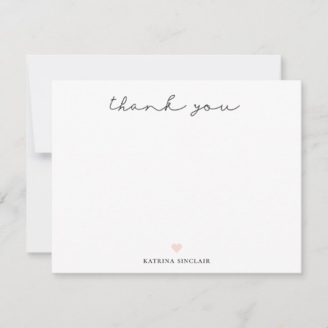 Signature Script Vielen Dank Petal Pink Herz Mitteilungskarte (Vorderseite)