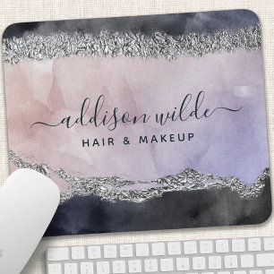Signature Script Wasserfarbe Lila Schwarzes Silber Mousepad