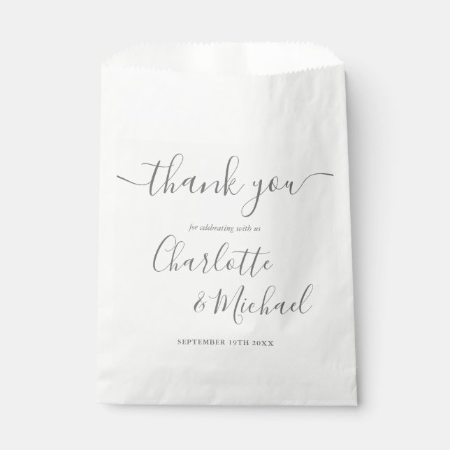 Signature Script Wedding Gray Vielen Dank Geschenktütchen (Vorderseite)