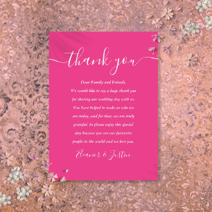 Signature Script Wedding Hot Pink Vielen Dank Platzkarte