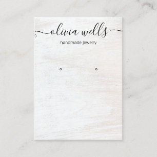 Signature Script White Wood Ohrring Display Holder Visitenkarte