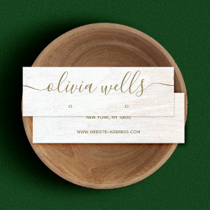 Signature Script White Wood Ohrring Display Mini Visitenkarte
