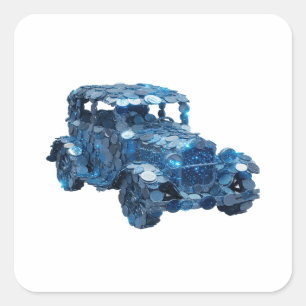 Signature Silber BLUE COIN CAR Geschenkaufkleber Quadratischer Aufkleber