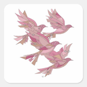 Signature Silber PINK BIRDS Aufkleber Kunst