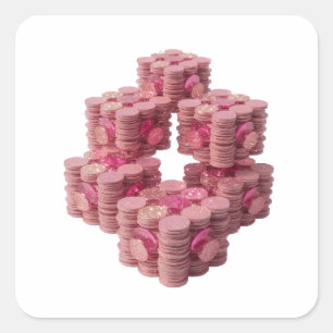 Signature Silber PINK COINS Geschenkaufkleber Quadratischer Aufkleber