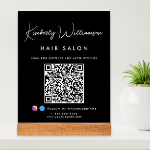 Signature-Skript-QR-Code für Geschäftsnamen Schwar Acrylschild